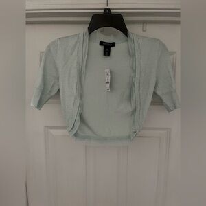 Mint Green Sparkly Cropped Shrug Cardigan Open Front XS/S